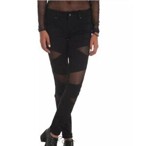 Royal Bones By Tripp Black Mesh Skinny Jeans sz 7 NWOT